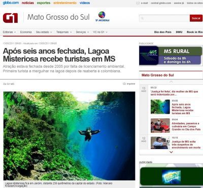 Reabertura da Lagoa Misteriosa ajuda a promover o turismo de Jardim MS