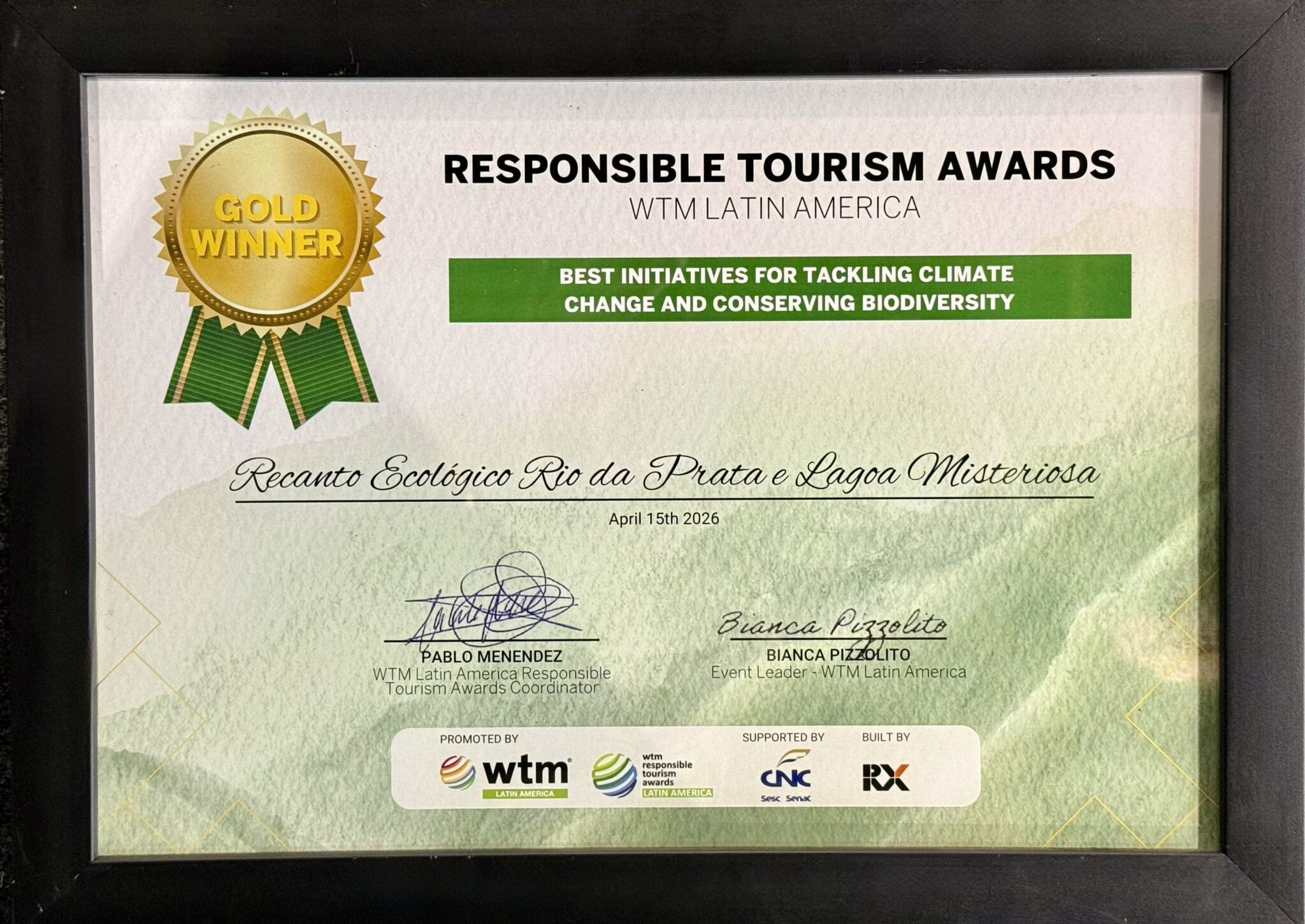 Lagoa Misteriosa e Recanto Ecológico Rio da Prata conquistam prêmio internacional de turismo sustentável